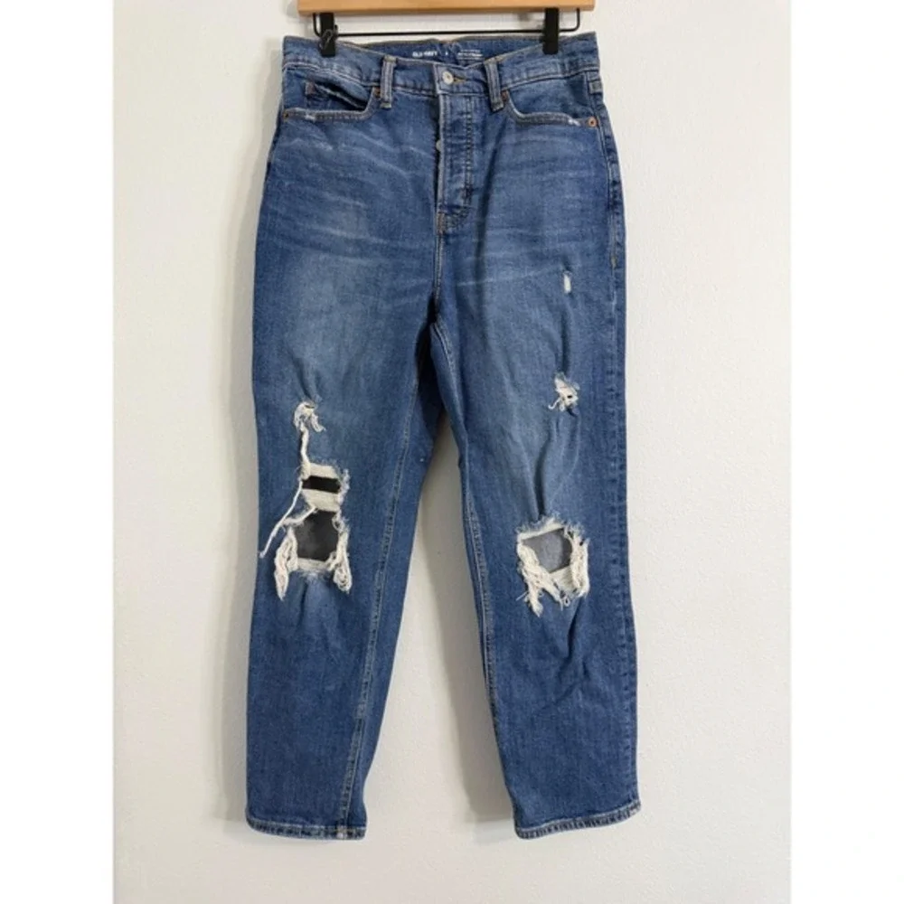 Old Navy - Extra High Rise Sky-Hi‎ Straight Medium Wash Denim Jeans Size 8